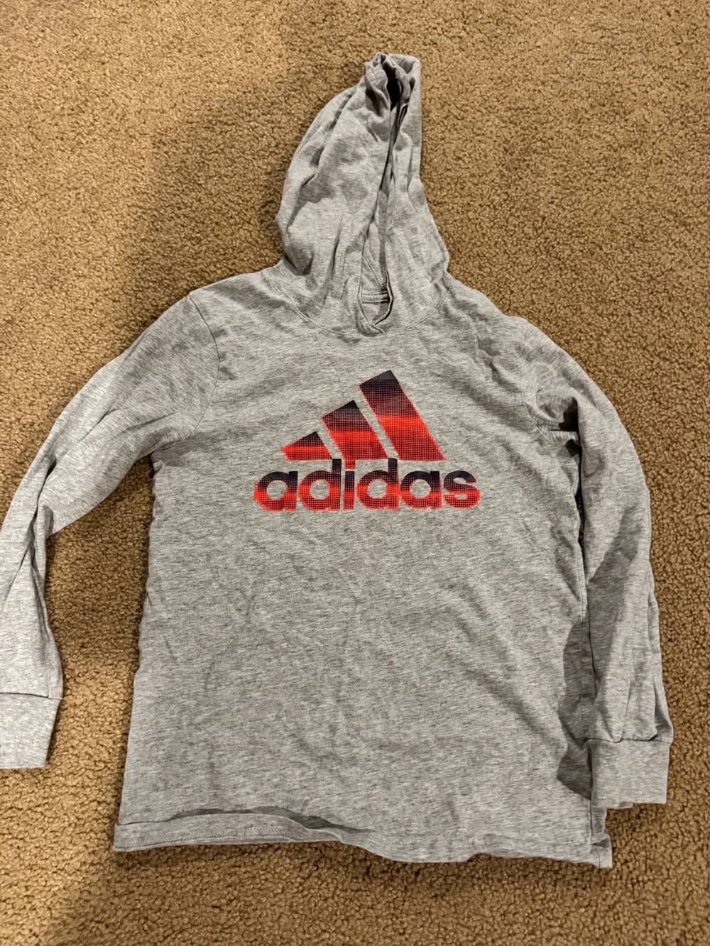 adidas Gray Hooded Long Sleeve Tee